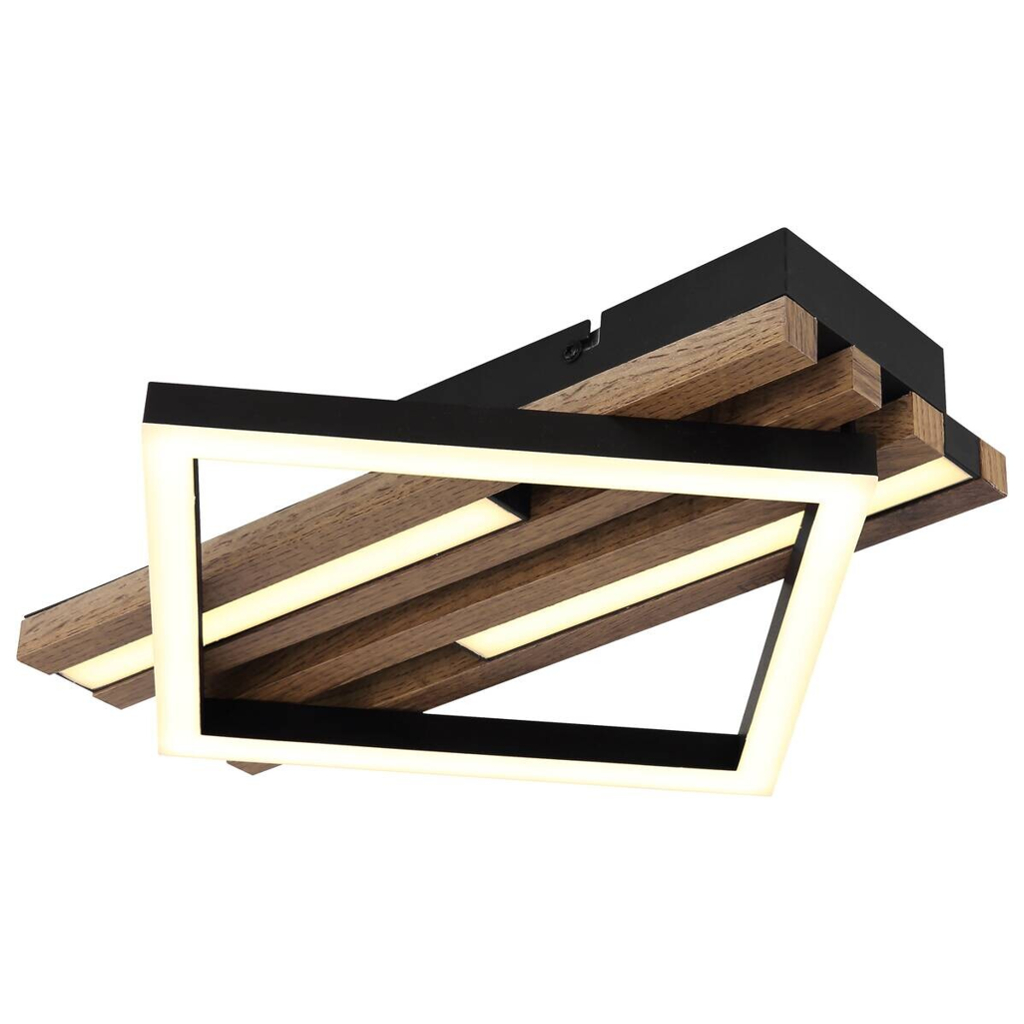 GLOBO LED-Deckenleuchte OBRIEN 67344D mattschwarz Opal Metall MDF Kunststoff B/H/L: ca. 33x7,5x31 cm 1 Brennstellen