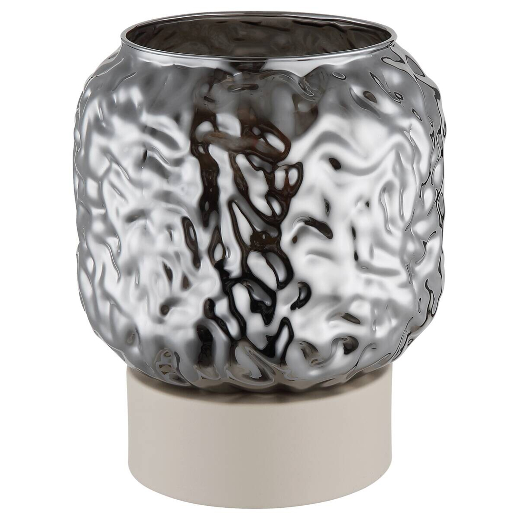 GLOBO Tischleuchte beige Rauch Glas Metall B/H/L: ca. 18x21x18 cm E27 1 Brennstellen