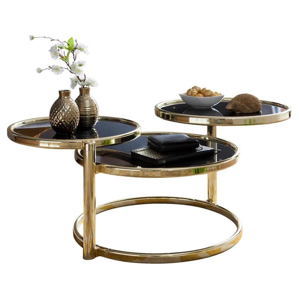 Couchtisch schwarz gold lackiert B/H/T: ca. 58x43x58 cm