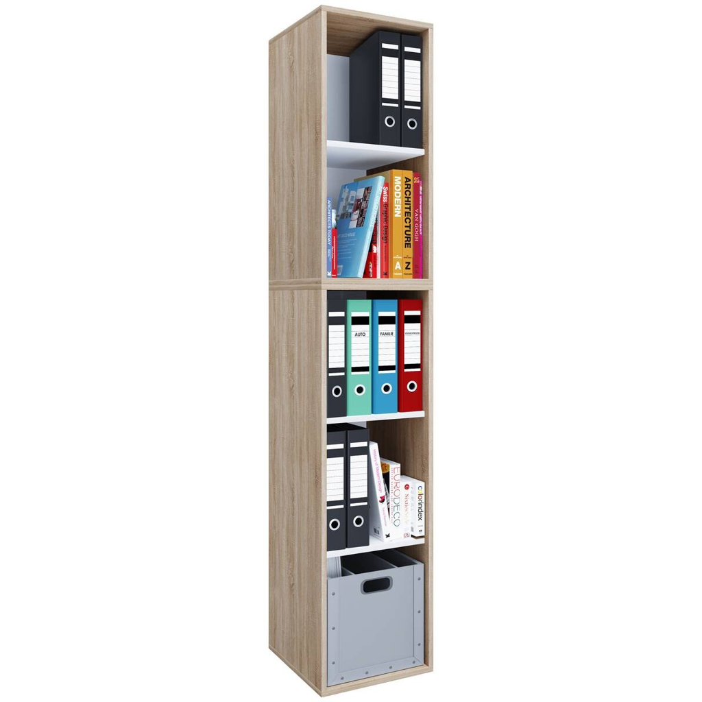 Regal Lona I Eiche Sonoma Nachbildung weiß B/H/T: ca. 35x183x37 cm