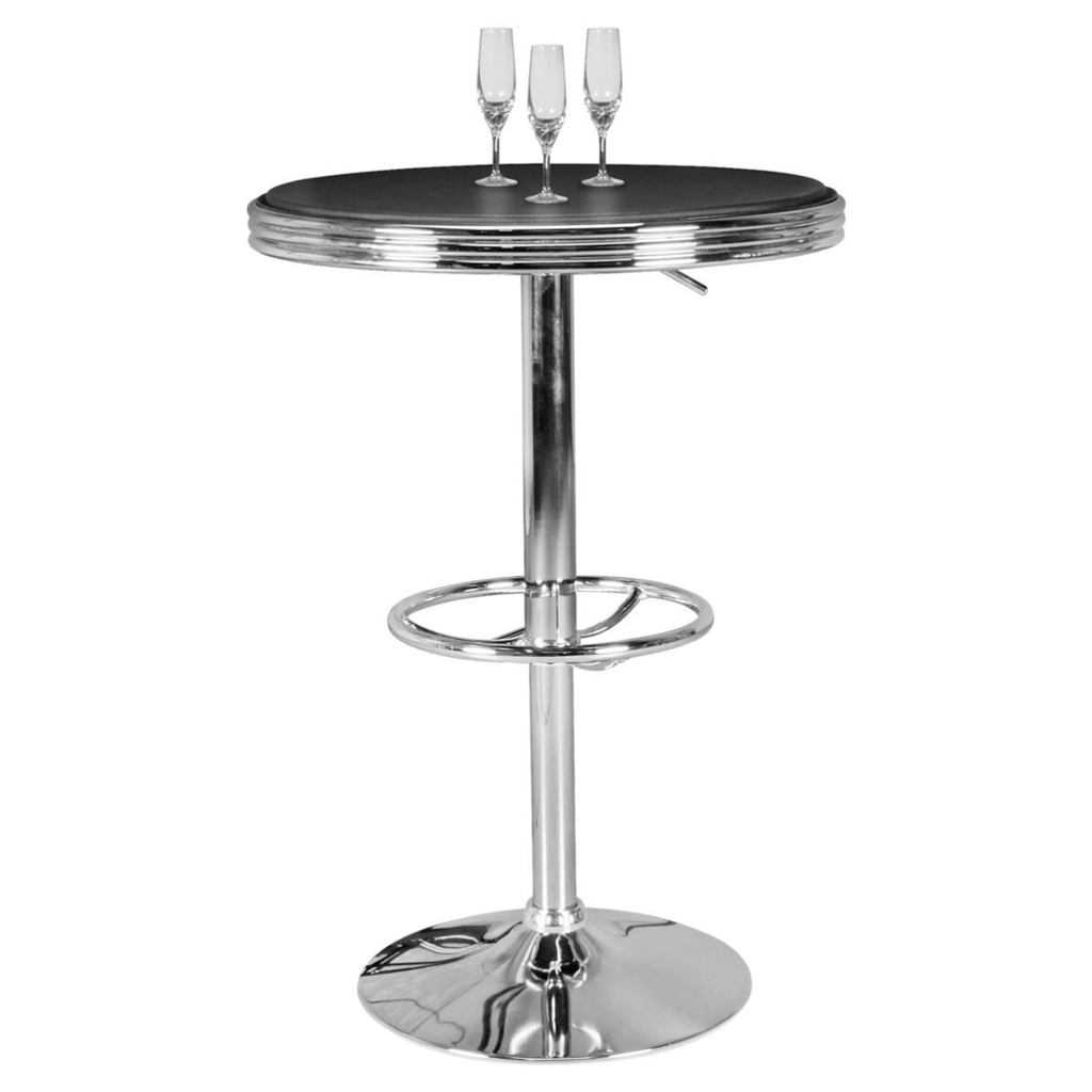Bartisch schwarz matt silber glänzend Kunstleder B/H/T: ca. 60x68x60 cm
