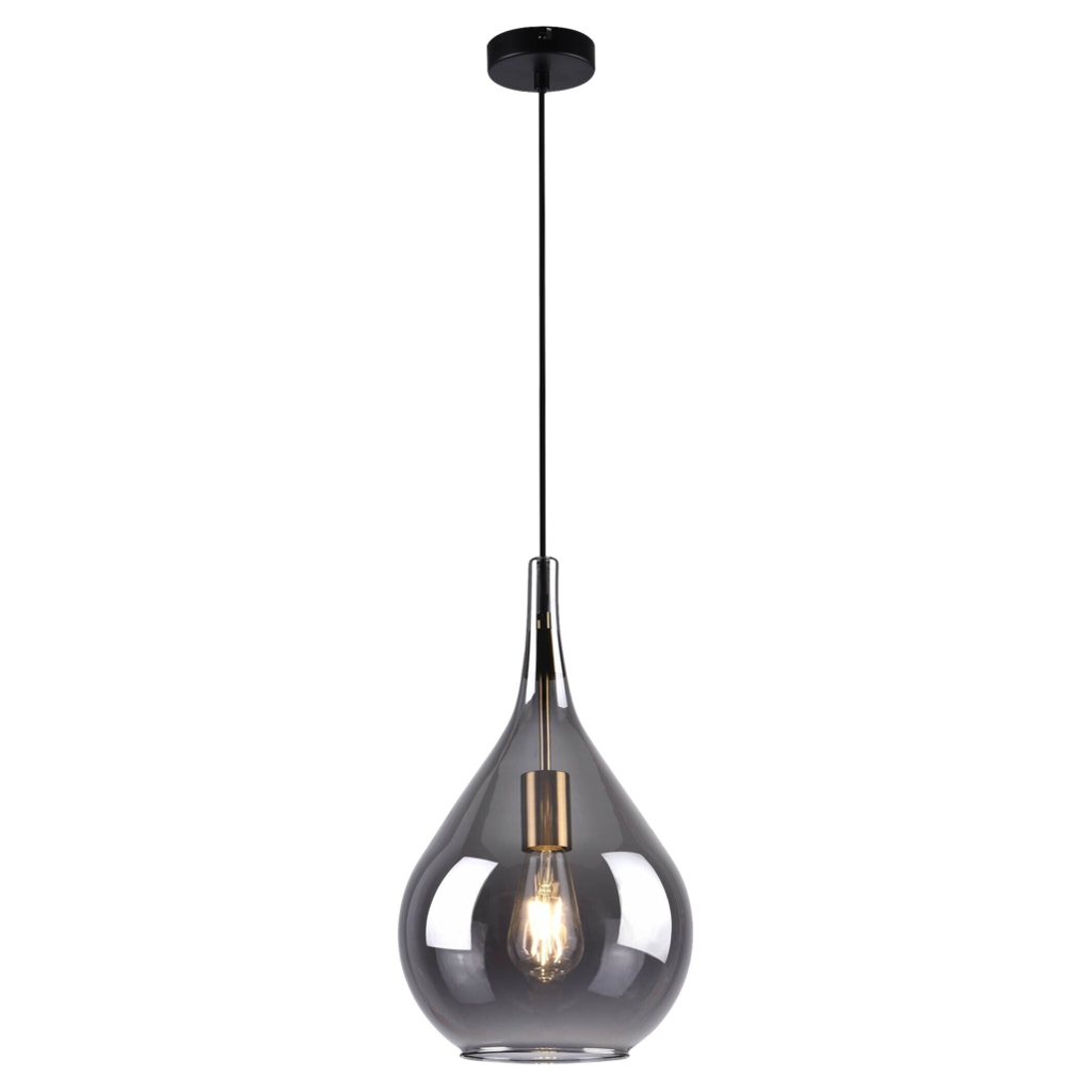 Näve Leuchten Pendelleuchte schwarz Metall Glas B/H/T/D: ca. 25x150x25x25 cm E27 1 Brennstellen