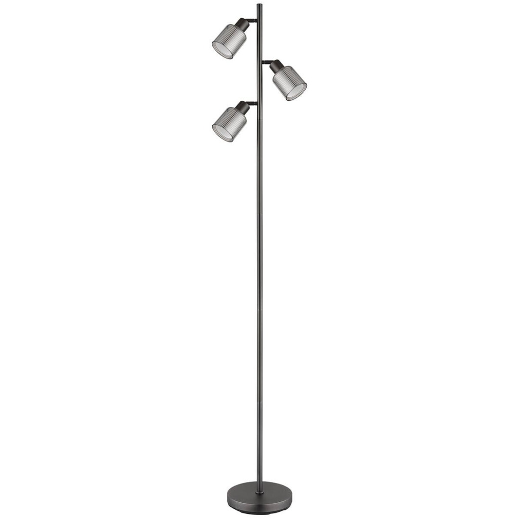 GLOBO Stehlampe Chrom schwarz Glas Metall B/H/L: ca. 14,5x30,5x30,5 cm 3 Brennstellen