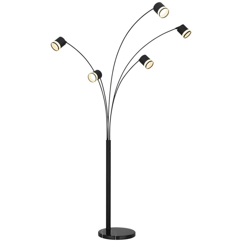 GLOBO Stehlampe mattschwarz Metall B/H/T/L: ca. 70x195x110x110 cm 5 Brennstellen