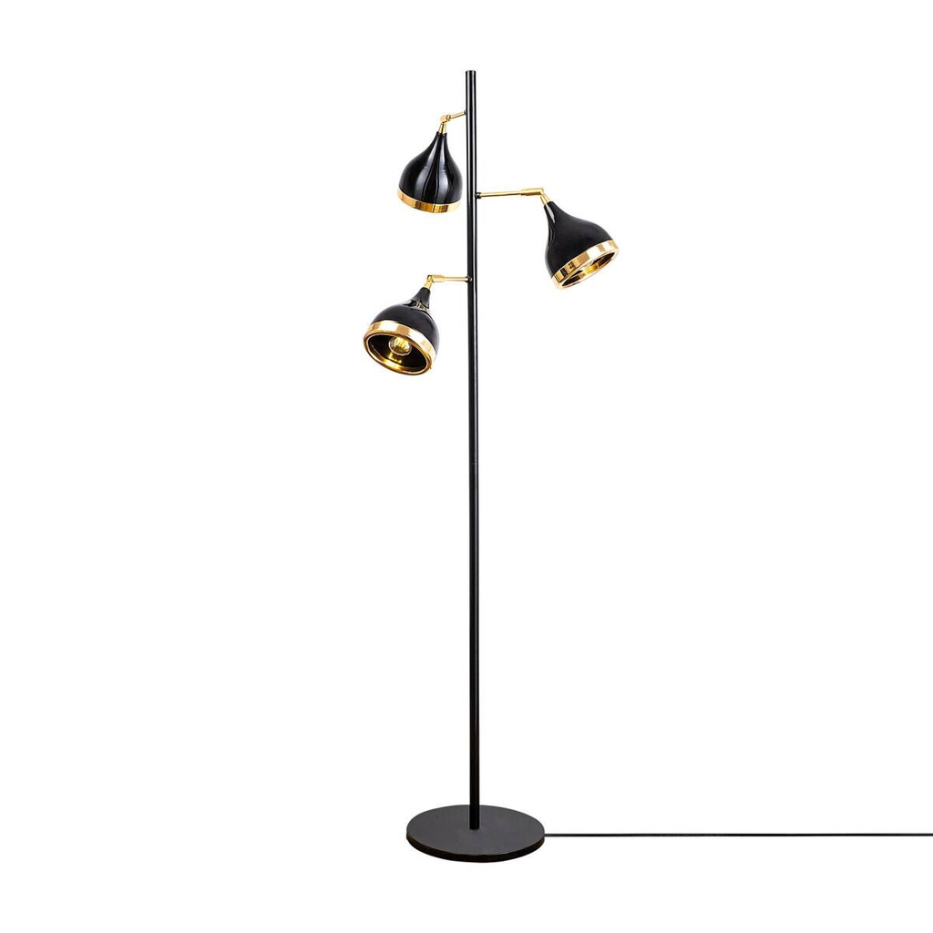 Opviq Stehlampe schwarz gold B/H/T/L/D: ca. 52x163x52x52x52 cm E27 3 Brennstellen