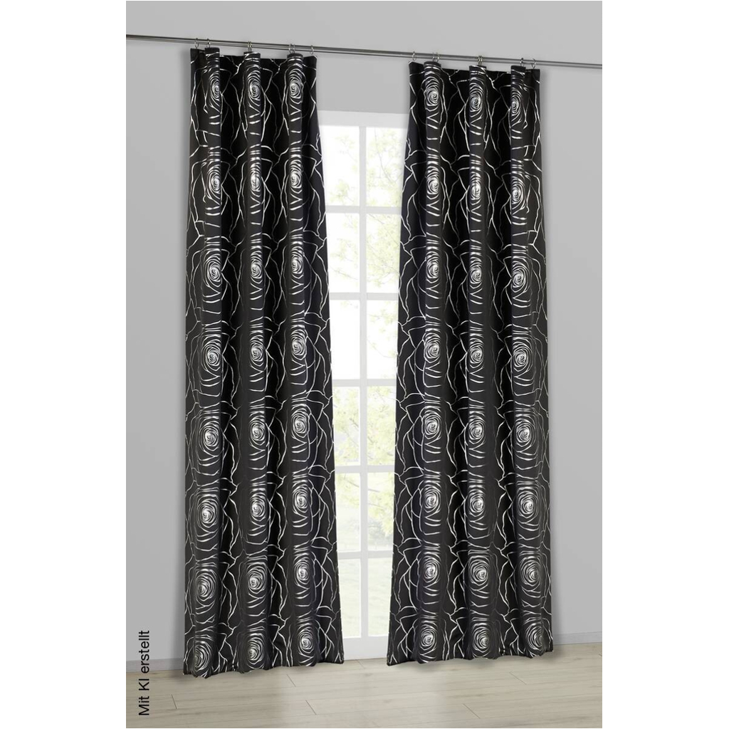 Home Essential Verdunklungsvorhang Roses schwarz B/L: ca. 140x245 cm