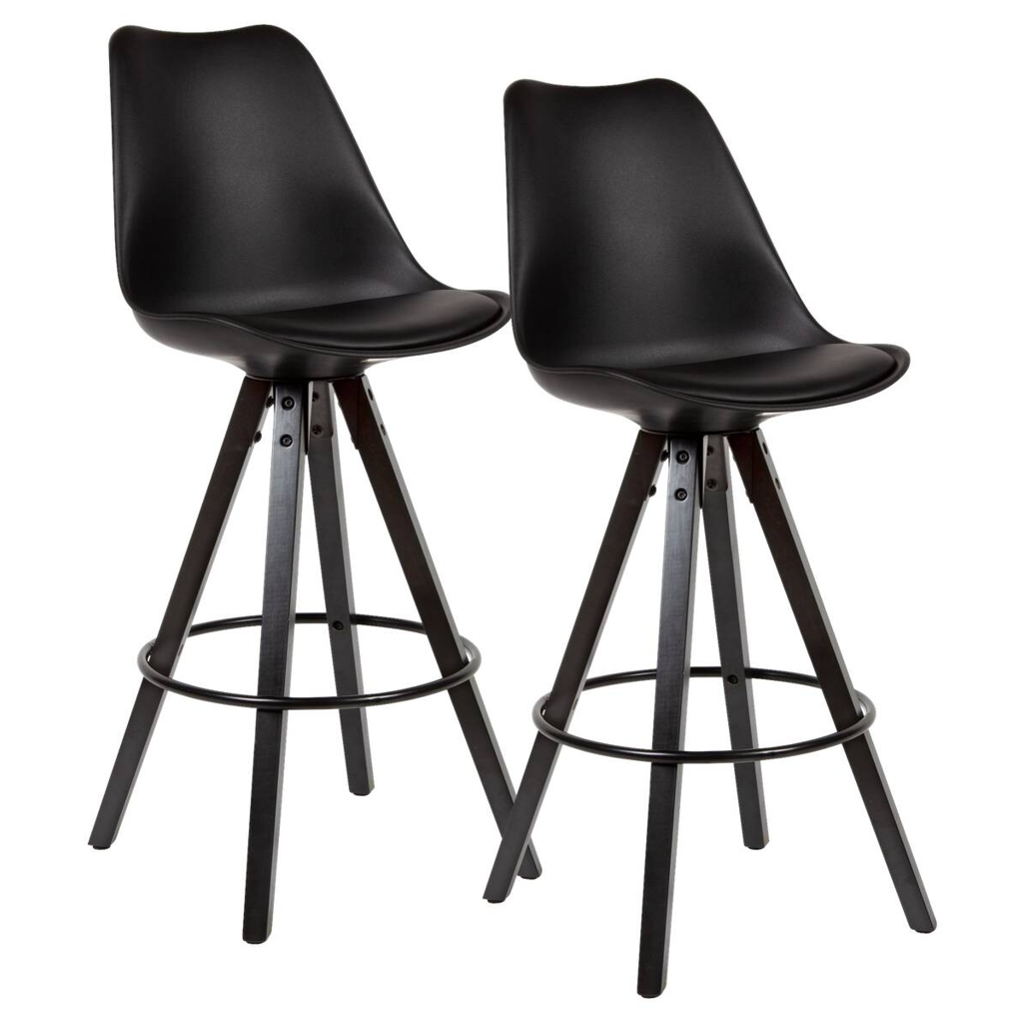Barhocker 2er-Set schwarz Kunstleder B/H/T: ca. 44x113x39 cm