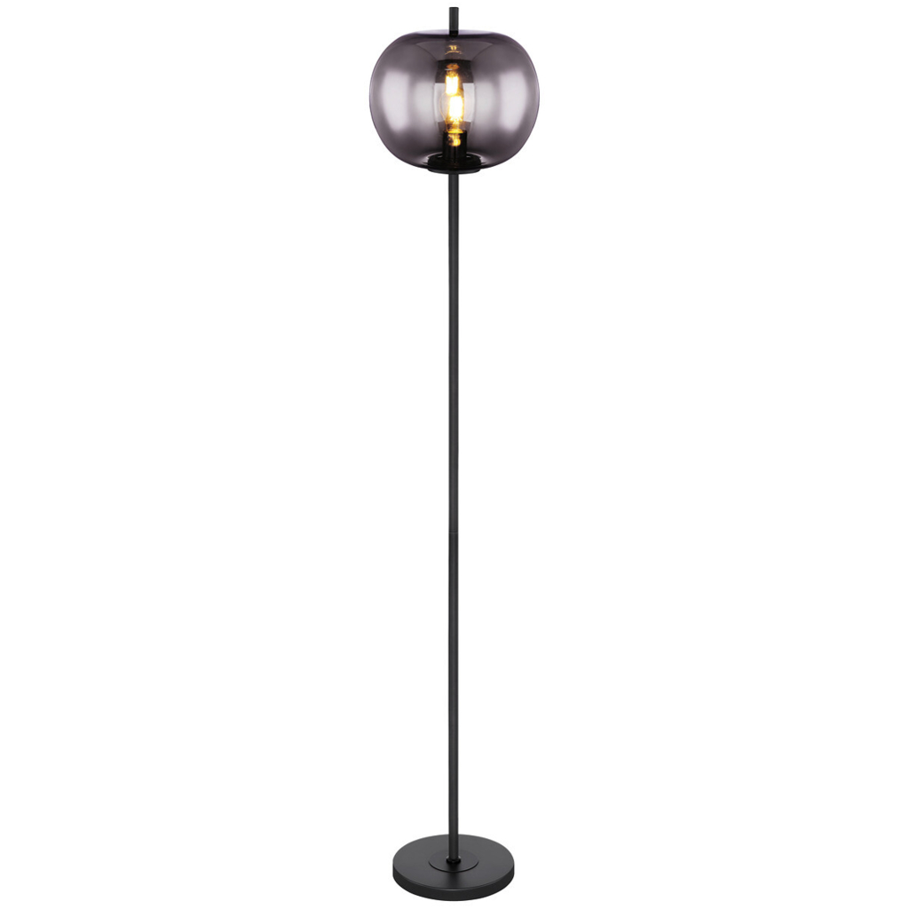 GLOBO Stehlampe Blacky schwarz Metall Glas H/D: ca. 160x30 cm E27 1 Brennstellen