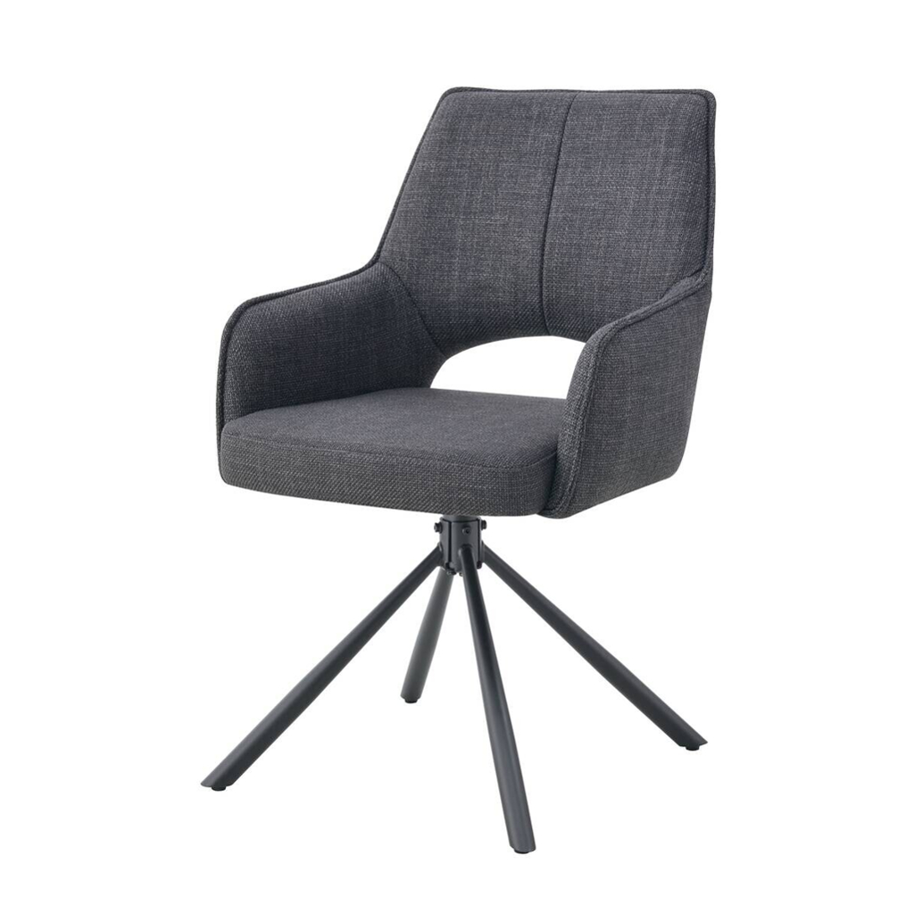 Drehstuhl JANA, 2er Set anthrazit Stoff B/H/T: ca. 57x91x64 cm