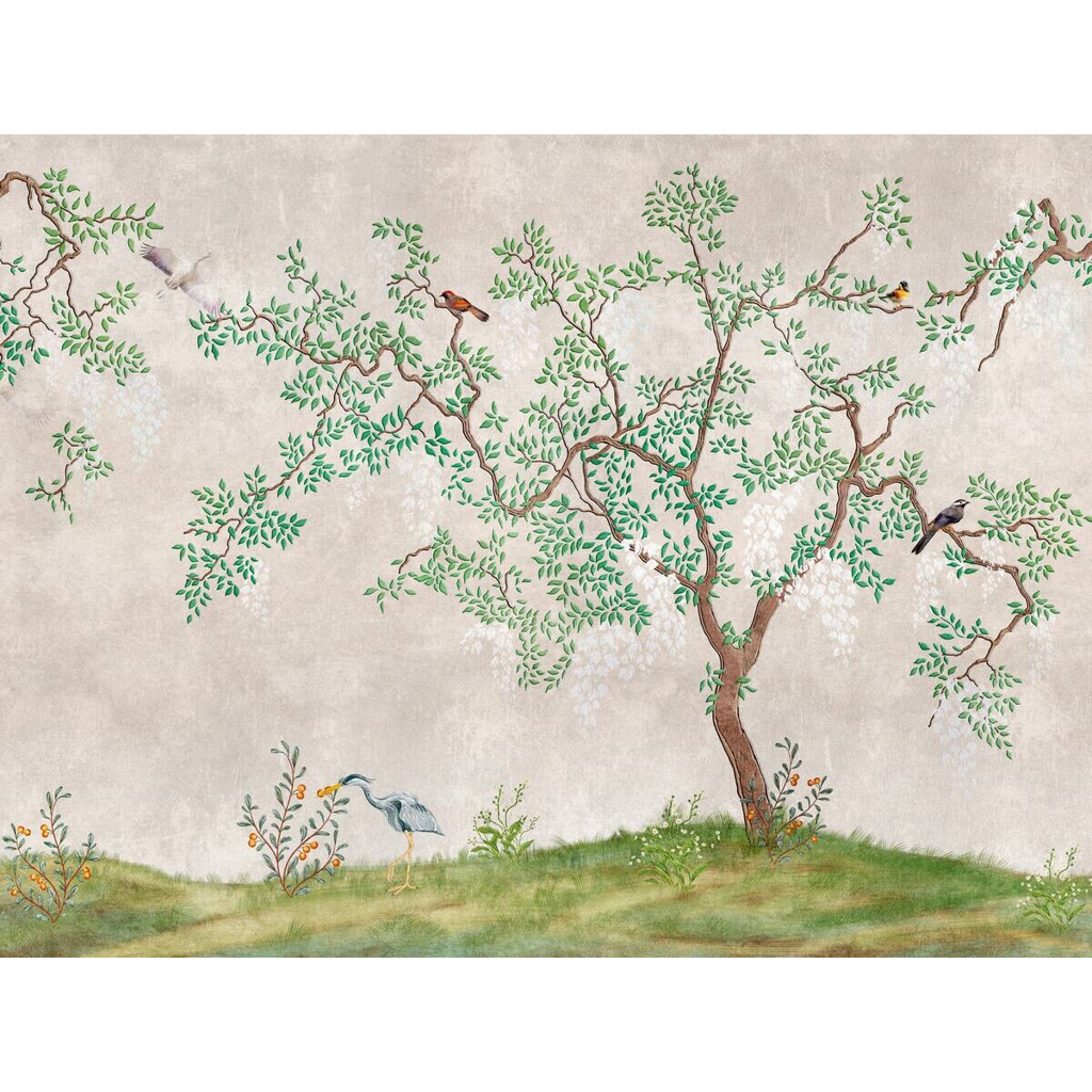 Livingwalls Fototapete Bäume grün braun beige B/L: ca. 280x371 cm