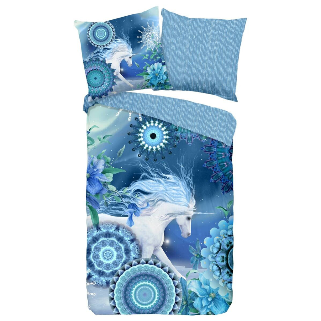Baumwoll Bettwäsche Lumi Flanell blau Baumwolle B/L: ca. 155x220 cm