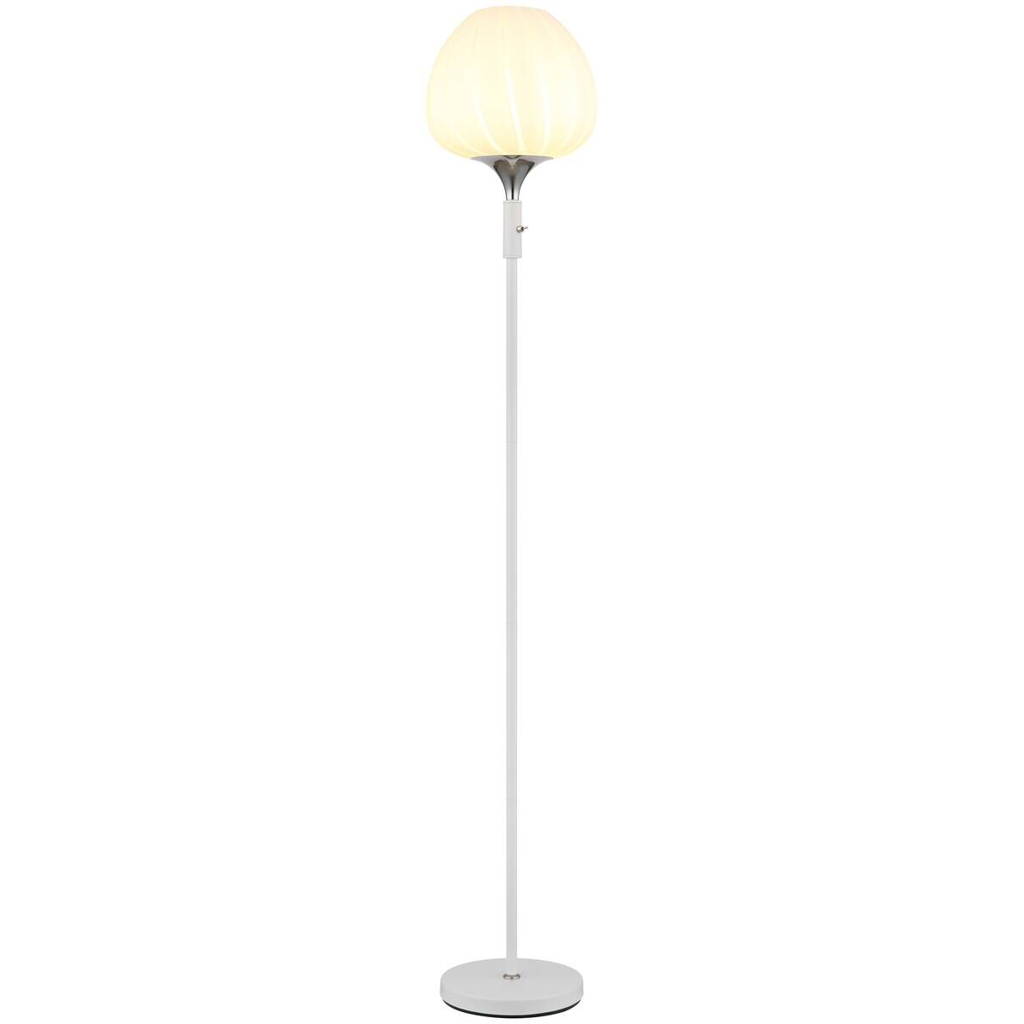 GLOBO Stehlampe Chrom Opal weiß Metall Glas H/D: ca. 165x29 cm E27 1 Brennstellen