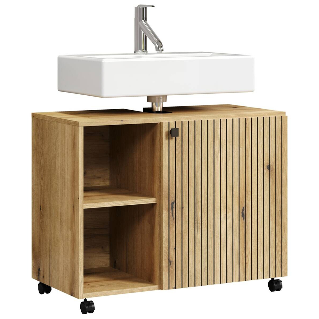 Waschbeckenunterschrank Pure Bliss Eiche Evoke Oak Nachbildung schwarz B/H/T: ca. 80x64x42 cm