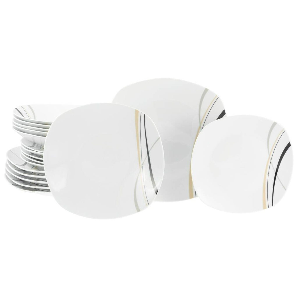CreaTable Tellerset Square City Line weiß Porzellan