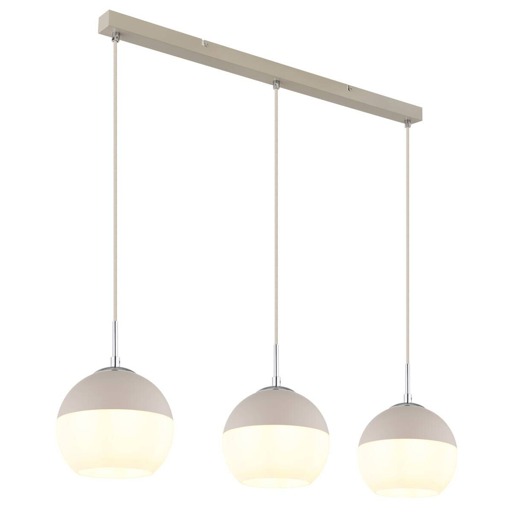 GLOBO Pendelleuchte weiß Opal sand Glas Textil Metall B/H/L: ca. 20x120x90 cm E27 3 Brennstellen