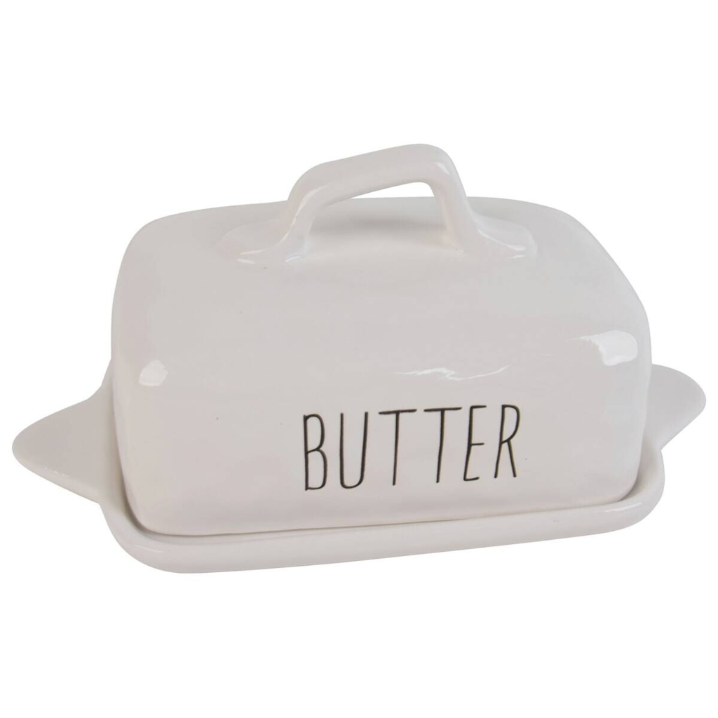 Butterdose weiß Porzellan B/H/L: ca. 12x12x23 cm
