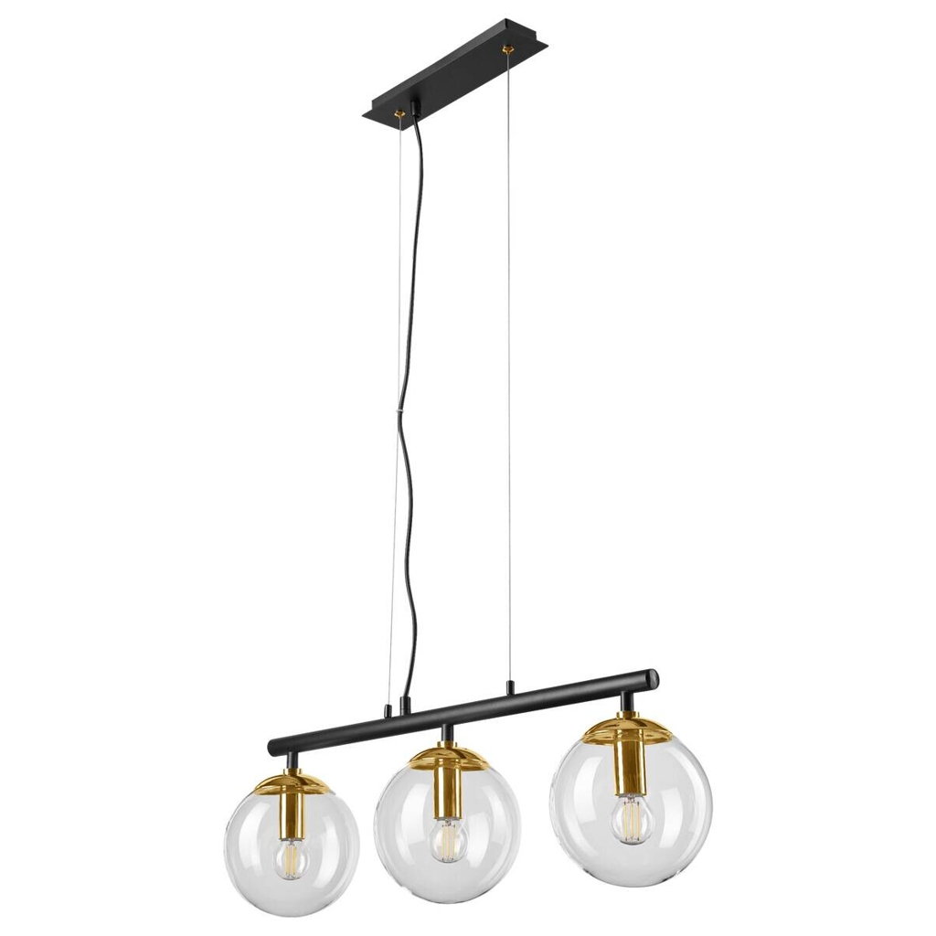 Lamkur Deckenleuchte gold Stahl Glas B/H/L: ca. 12x150x70 cm E14 3 Brennstellen