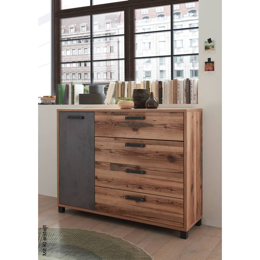 Kommode Dover Alpin Lodge Nachbildung Betonoxid Optik B/H/T: ca. 125x96x38 cm