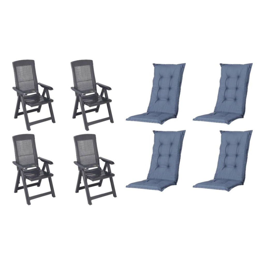 PROGARDEN,MADISON Klappsessel Set + Auflagen Tampa anthrazit Kunststoff B/H/L: ca. 61x109x60 cm