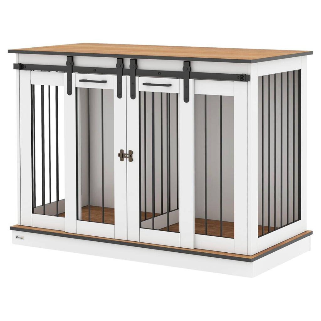 PawHut Hundekäfig weiß Stahl B/H/L: ca. 60x88,5x120 cm