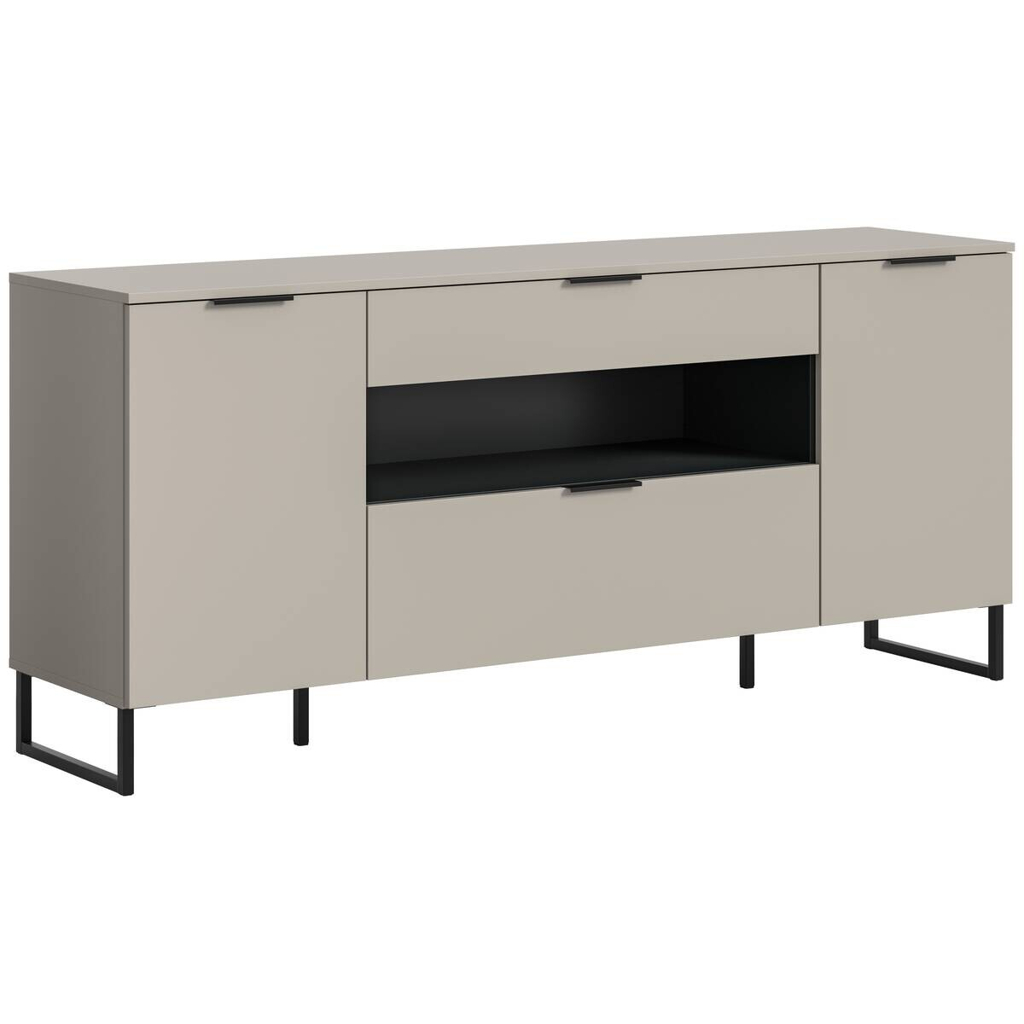 Sideboard Noida Kaschmirgrau Nachbildung schwarz B/H/T: ca. 80x185x41 cm