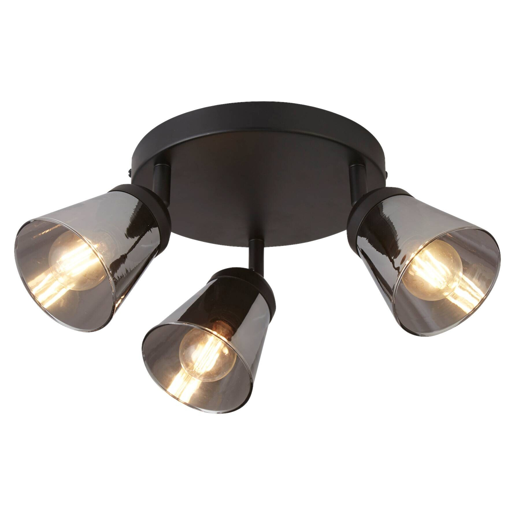 Searchlight Strahler Mega schwarz Stahl Glas B/H/T/L/D: ca. 42x11x18x42x42 cm E14 3 Brennstellen