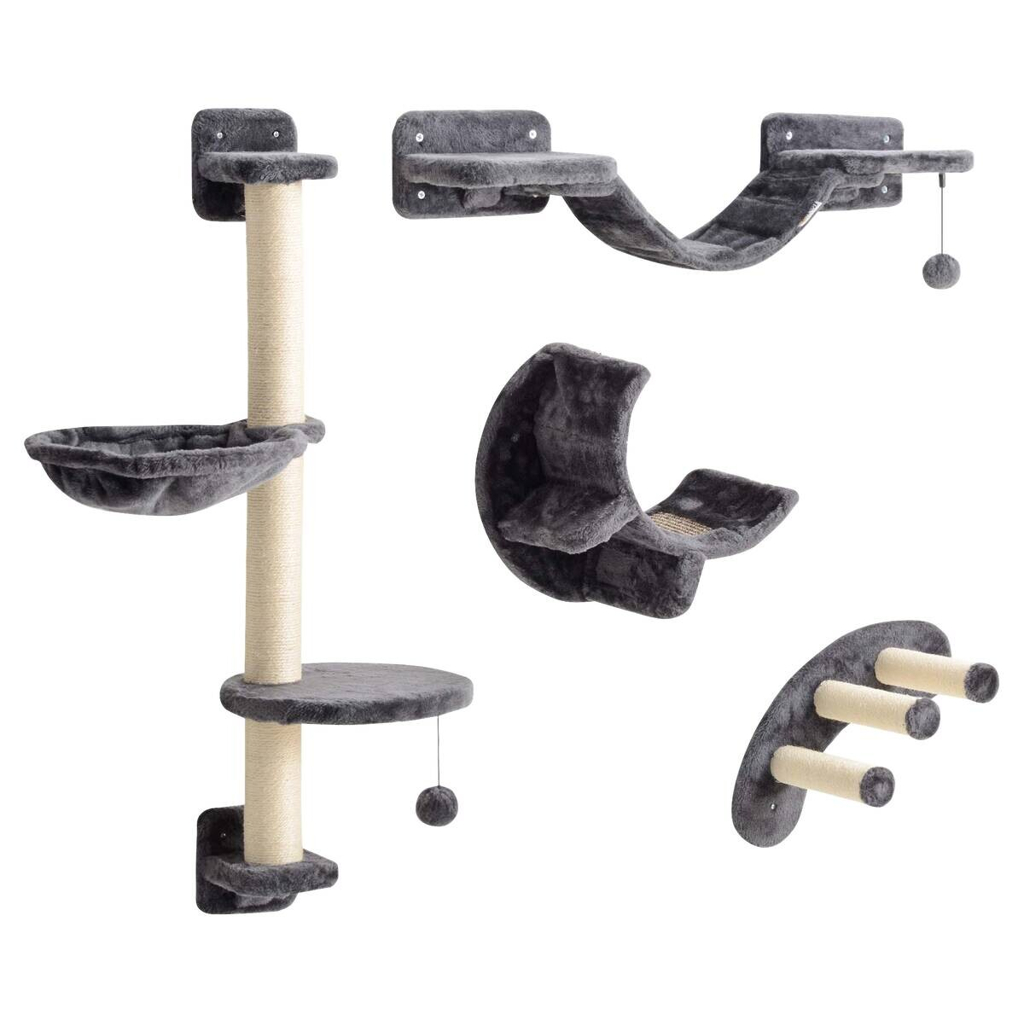 PawHut Katzen Kletterwand dunkelgrau Spanplatte B/H/L: ca. 30x96x30 cm