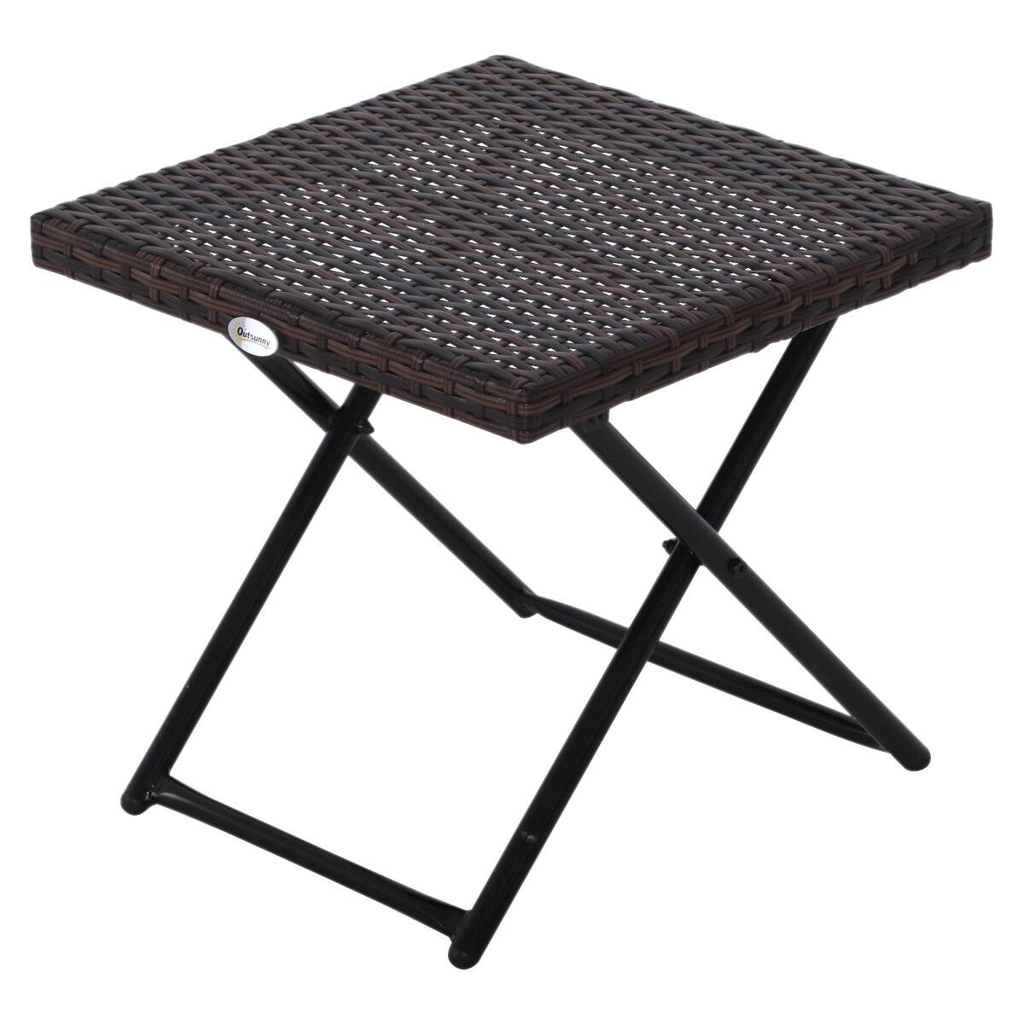 Outsunny Gartentisch braun Metall B/H/L: ca. 40x40x40 cm