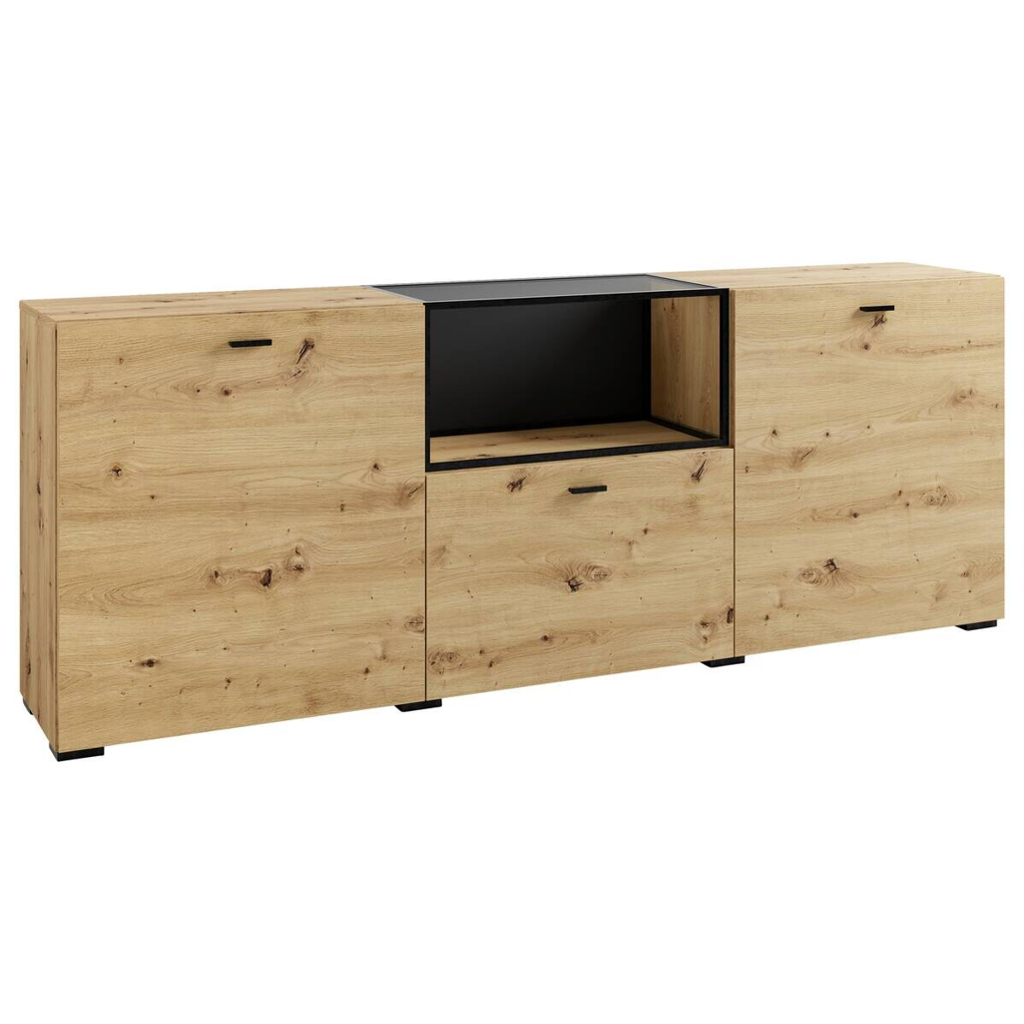 Sideboard FRAME Eiche schwarz B/H/T: ca. 200x75,5x37,5 cm