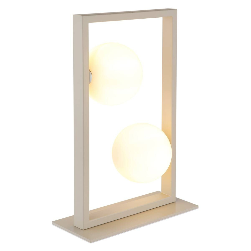 GLOBO Tischleuchte sand mattschwarz creme Glas Metall B/H/L: ca. 12x40x28 cm G9 2 Brennstellen