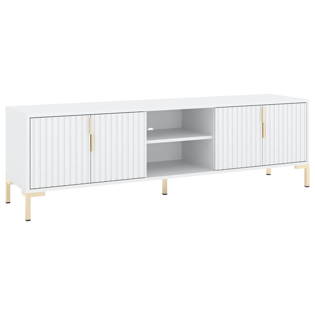 TV-Lowboard FLINN weiß matt gold Optik
