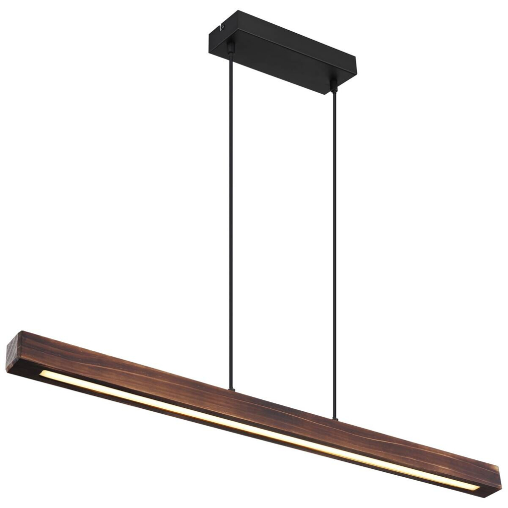 GLOBO LED-Pendelleuchte Tibeon 15536H schwarz natur Metall Kunststoff Holz B/H: ca. 90x120 cm