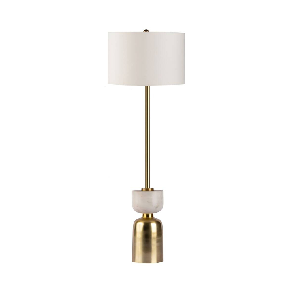Kayoom Stehlampe weiß gold Baumwolle Eisen Marmor B/H/L: ca. 30,5x127x30,5 cm E27 1 Brennstellen