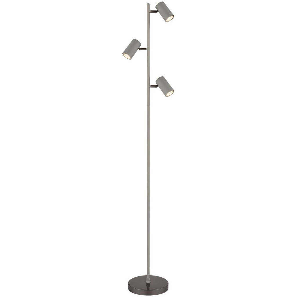 GLOBO Stehlampe schwarz Chrom grau Metall Kunststoff B/H/T: ca. 21,5x154x23 cm GU10 3 Brennstellen