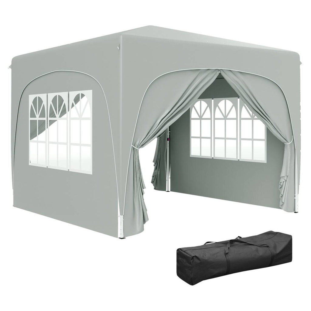 Outsunny Pavillon hellgrau Metall B/H/L: ca. 300x273x300 cm