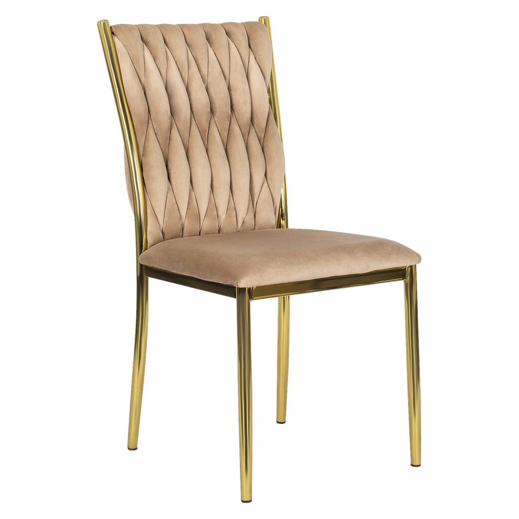 Stuhl DAN beige Velourstoff B/H/T: ca. 48x94x58 cm