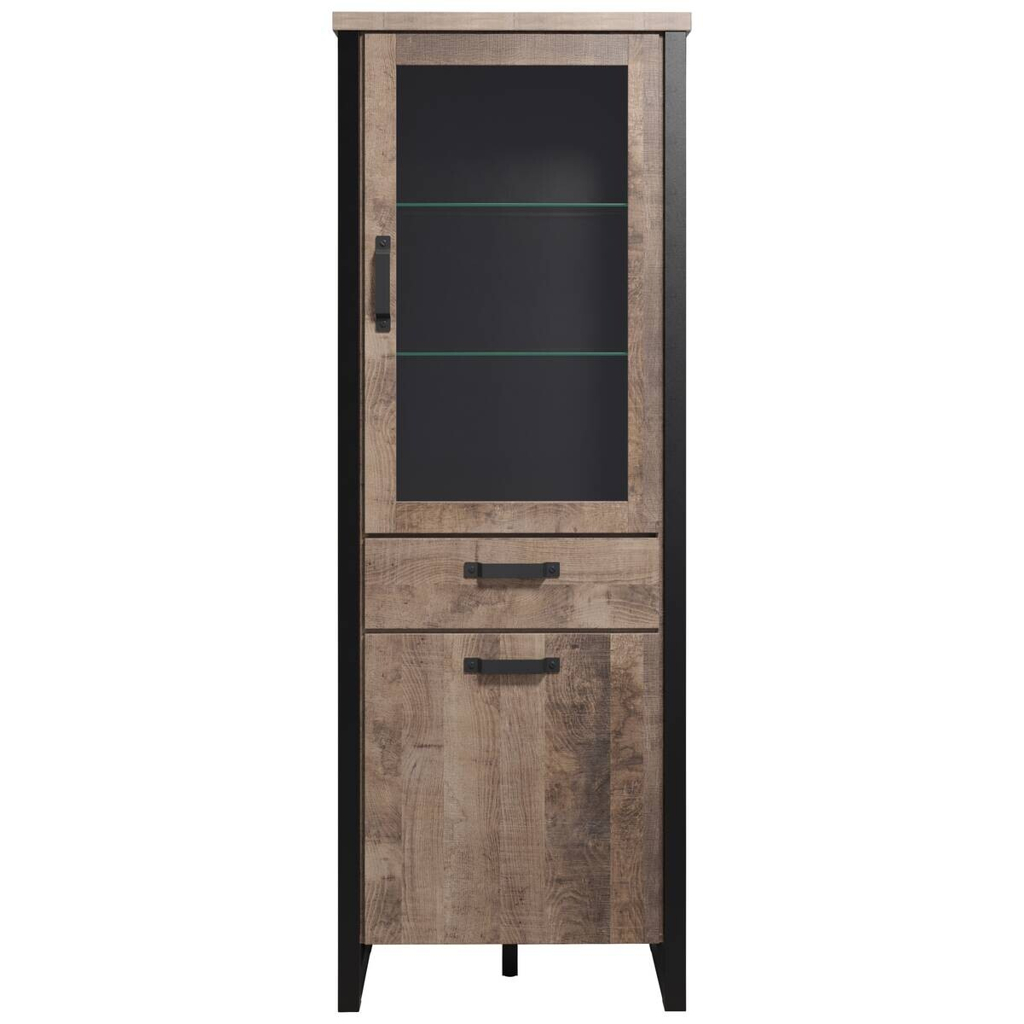 Standvitrine Emile Eiche Tabak Nachbildung B/H/T: ca. 70x195x45 cm