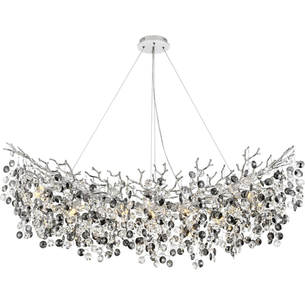 GLOBO Pendelleuchte Eleonore Chrom Metall Acryl B/L: ca. 160x100 cm E14 10 Brennstellen