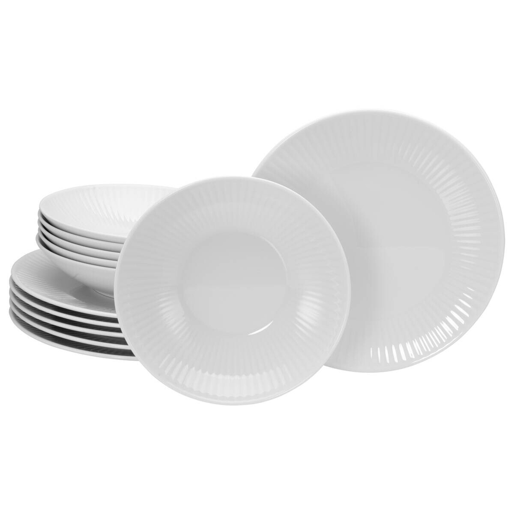 CreaTable Tafelservice Valencia weiß Porzellan 12 tlg.