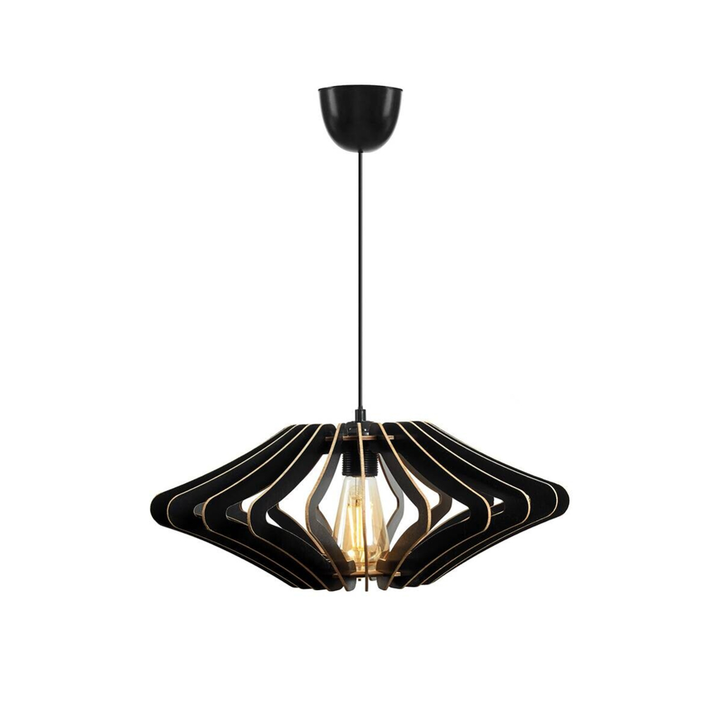 Opviq Pendelleuchte schwarz MDF B/H/T/L/D: ca. 47x55x47x47x47 cm E27 1 Brennstellen