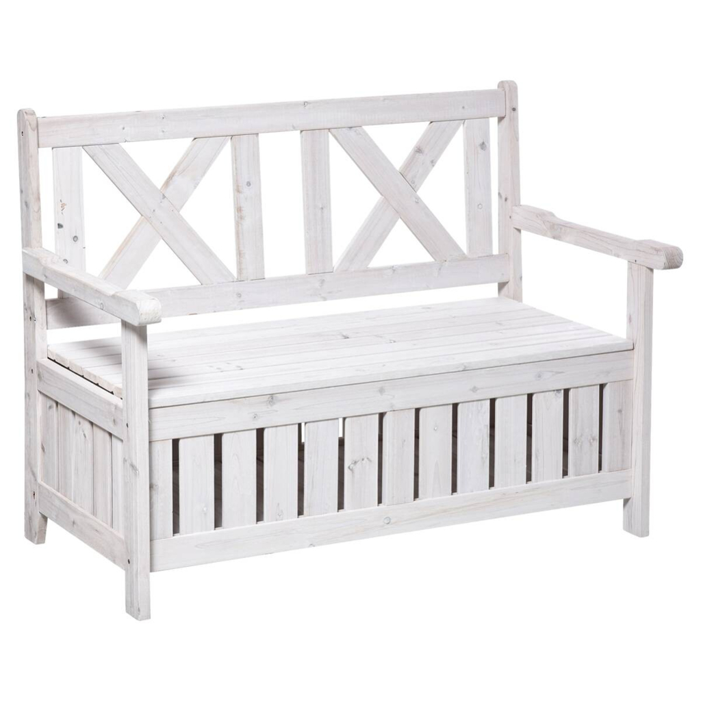 Outsunny Gartenbank weiß Holz B/H/L: ca. 61x85x115 cm