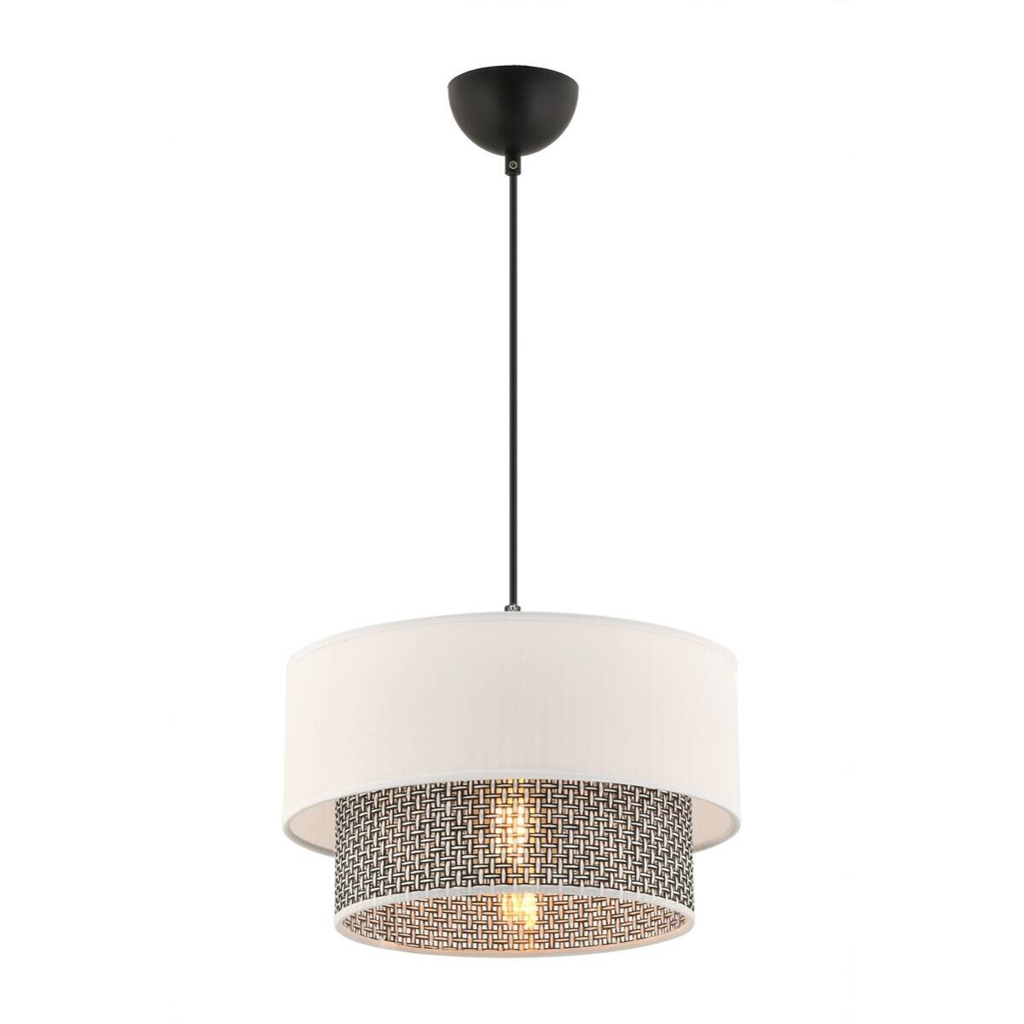 Opviq Pendelleuchte Echo grau weiß Baumwolle B/H/T/L/D: ca. 30x65x30x30x30 cm E27 1 Brennstellen