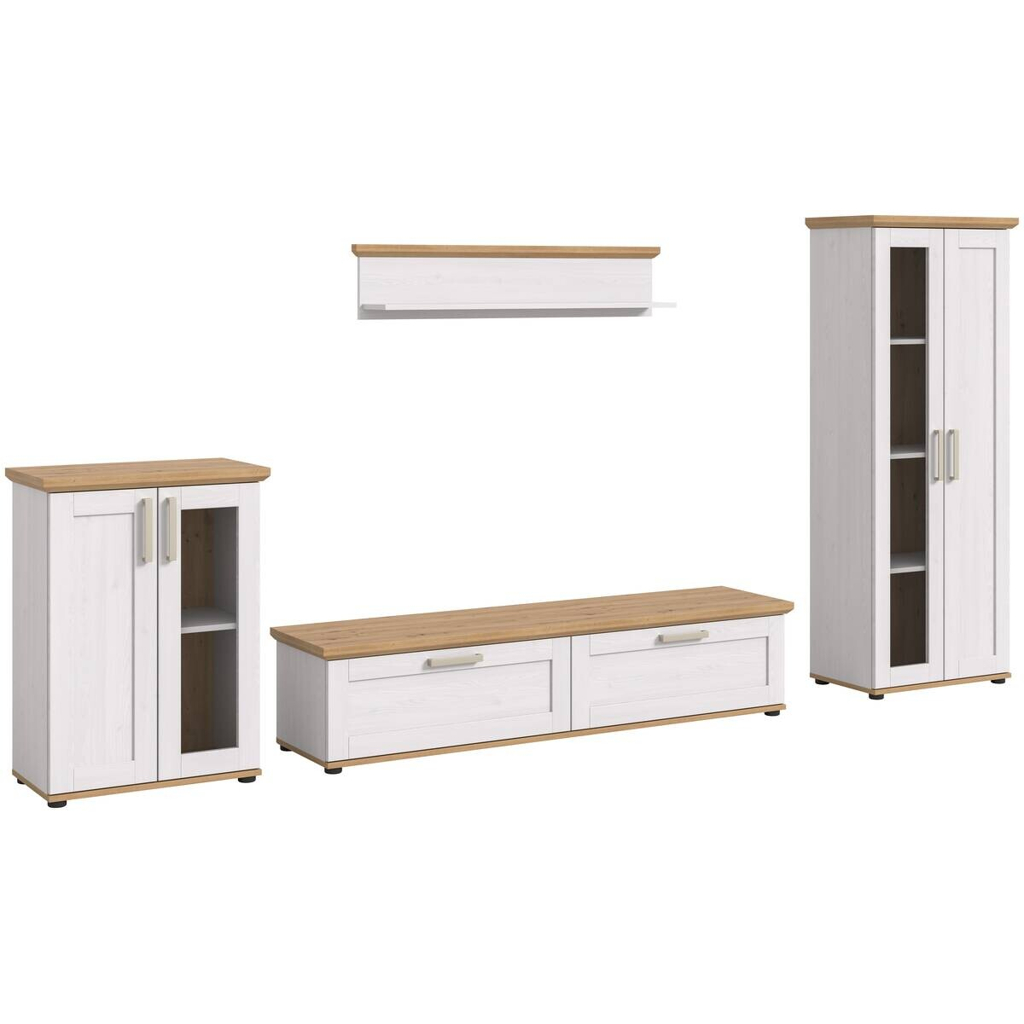 Wohnwand VERONA Lärche Nachbildung Eiche Nachbildung B/H/T: ca. 316x161x40 cm