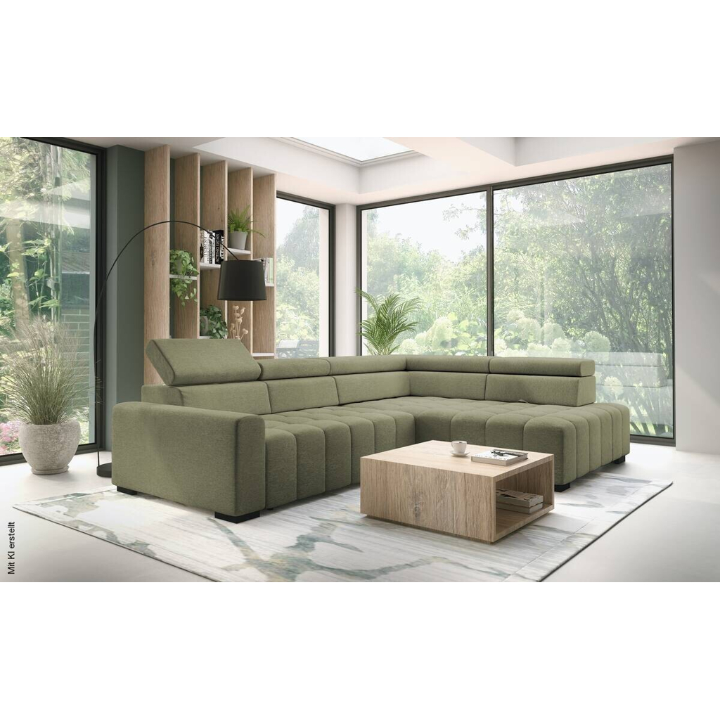 Ecksofa mit Bettfunktion grün Flachgewebe B/T: ca. 300x210 cm