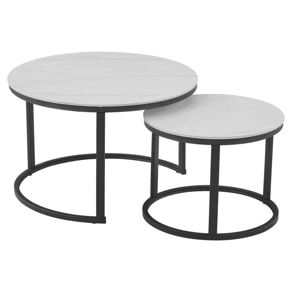 Couchtisch C680W-Couple weiß schwarz B/H: ca. 70x45 cm
