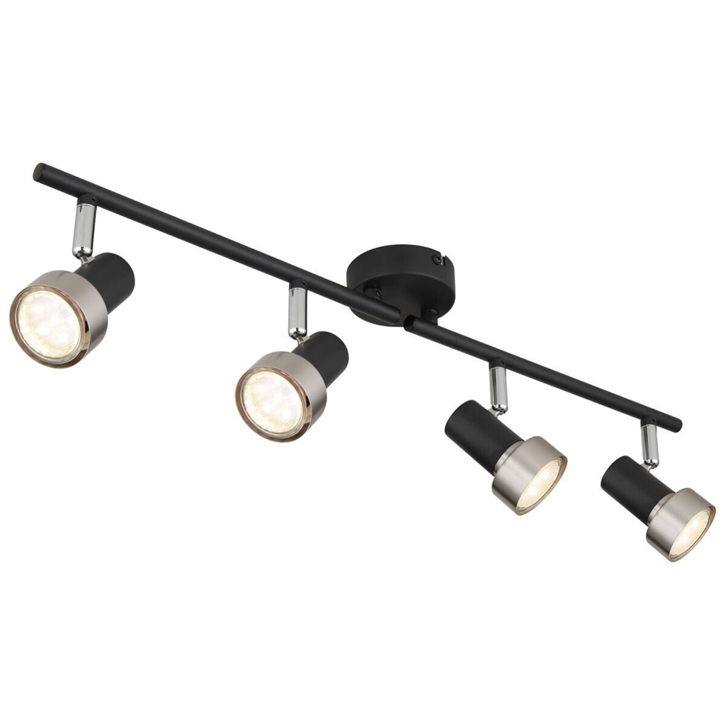 GLOBO Spot mattschwarz Chrom nickel matt Metall B/H/T: ca. 60x13,5x8,5 cm GU10 4 Brennstellen