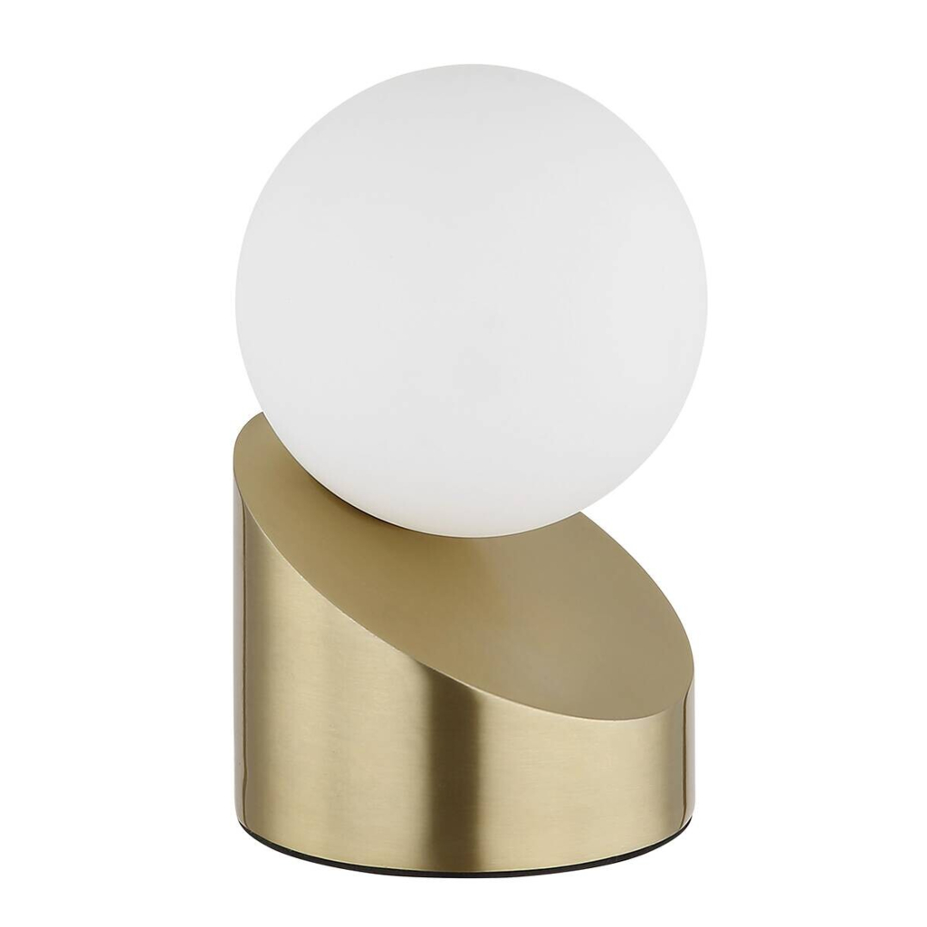 GLOBO Tischleuchte messing champagner Opal Glas Metall H/D: ca. 16x10 cm 1 Brennstellen