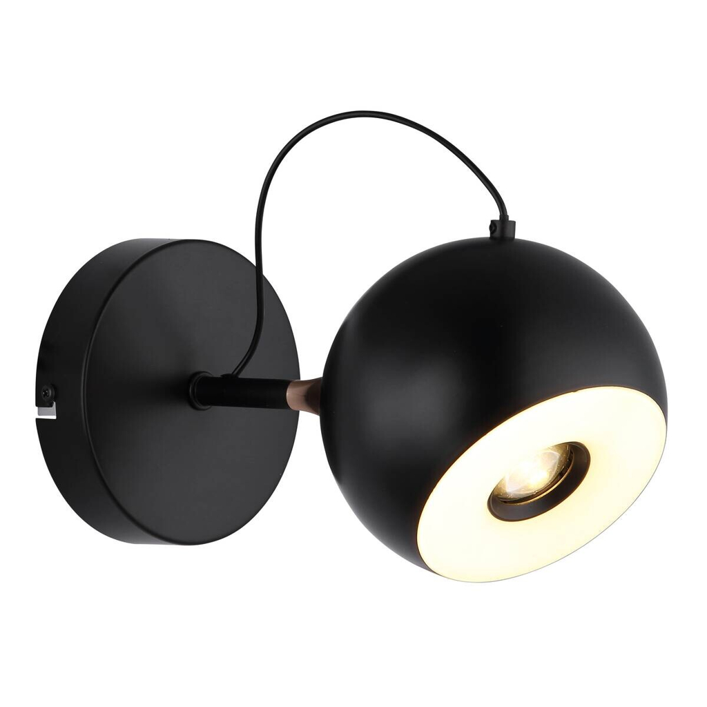 GLOBO Wandleuchte mattschwarz gold Metall D: ca. 12 cm 1 Brennstellen