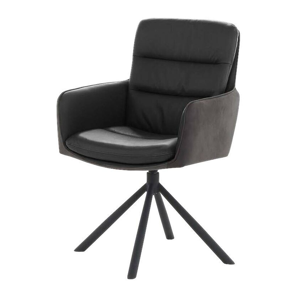 Armlehnstuhl  schwarz anthrazit Leder Webstoff B/H/T: ca. 58x89x65 cm