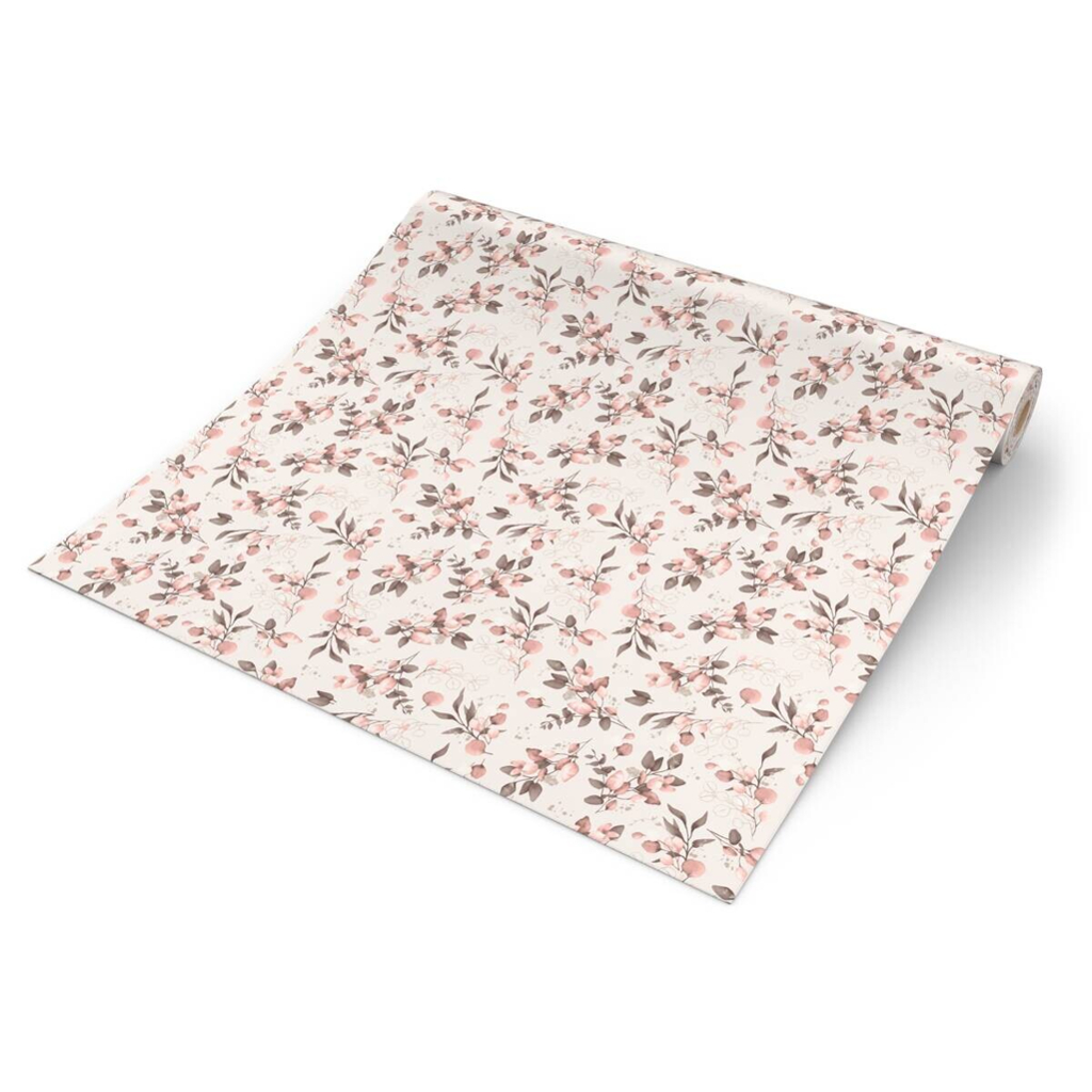 Vliestapete Blätter rosa braun B/L: ca. 53x1005 cm